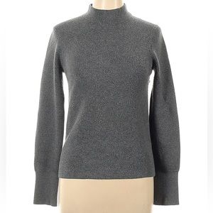 Lunya Cozy Cotton Silk Mock Neck Waffle Knit Sweater Grey
